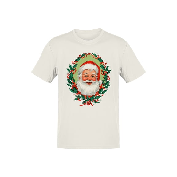 Jolly Santa with Holly Wreath Men's T-shirt
