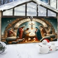 thumbnail image 1 of Jolly Snowman Banner Large Outdoor Holiday Welcome Sign Merry Christmas Greeting Hanging Fabric Decoration For Garage Door Background, 1 of 5