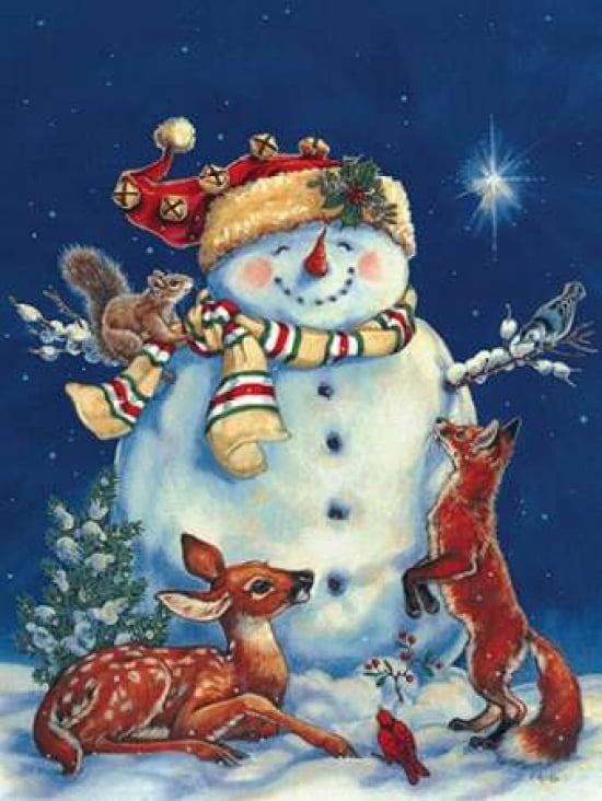 Jolly Snowman Canvas Art - Donna Race (18 x 24)
