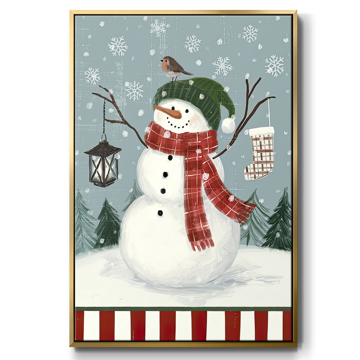 Jolly Snowman Collection B - Framed Gallery Wrapped Holiday Canvas - 25 ...