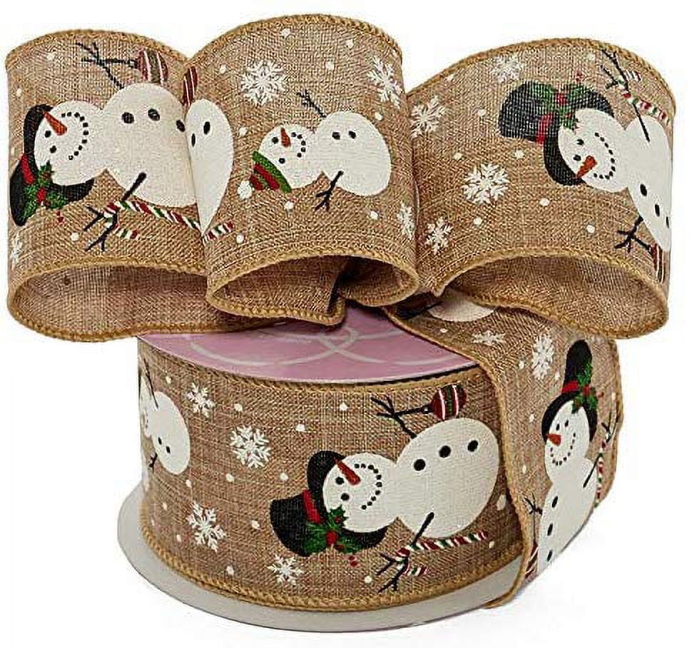 Jolly Snowmen Wired Christmas Ribbon - 2 1/2
