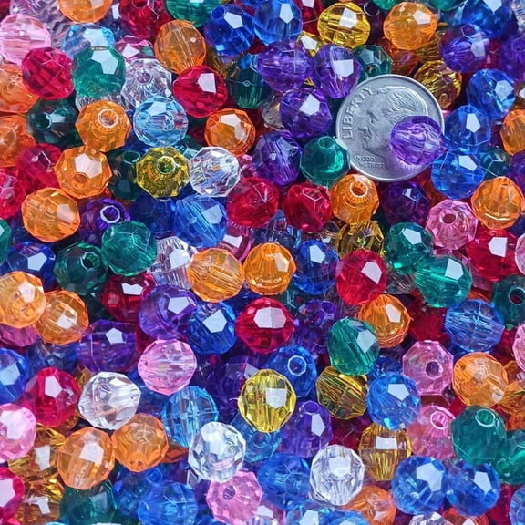 Jolly Store Crafts 8mm Faceted Beads Multi Transparent Colors, 500pcs