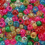 Jolly Store Crafts 9x6mm Multi Sparkle Pony Beads, 500pc., Made in the USA