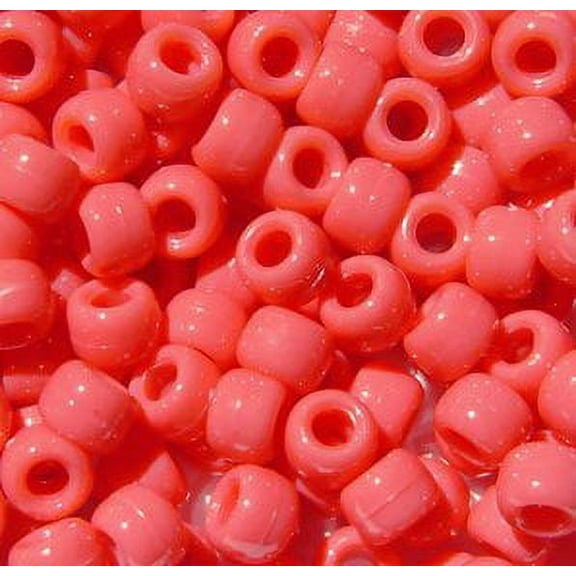 Jolly Store Crafts Coral Pink 7x4mm Mini Pony Beads, 1000pcs., Made in the USA