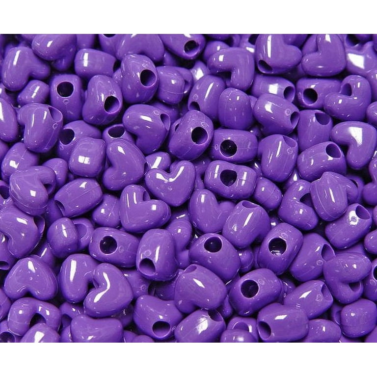Jolly Store Crafts Grape Purple Heart Shaped Pony Beads, Made in USA 