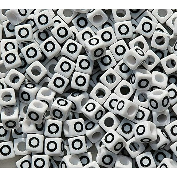 Jolly Store Crafts Letter "O" 7mm Cube Shape Alphabet Beads
