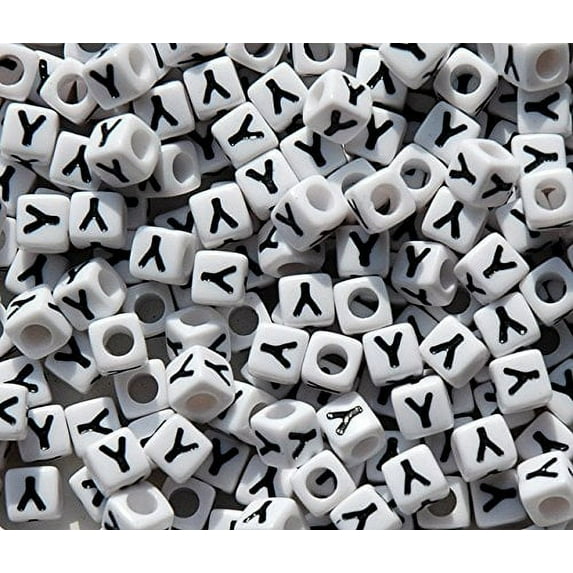 Jolly Store Crafts Letter "Y" 7mm Cube Shape Alphabet Beads