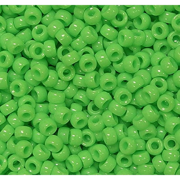 Jolly Store Crafts Lime Green 6.5x4mm Mini Pony Beads, 1,000pcs., Made in USA