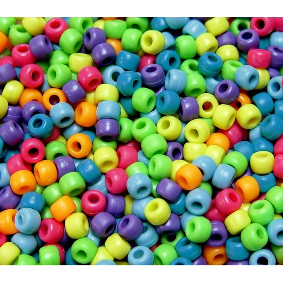 Jolly Store Crafts Matte Bright Mix 9x6mm Pony Beads, Made in USA, 500pcs