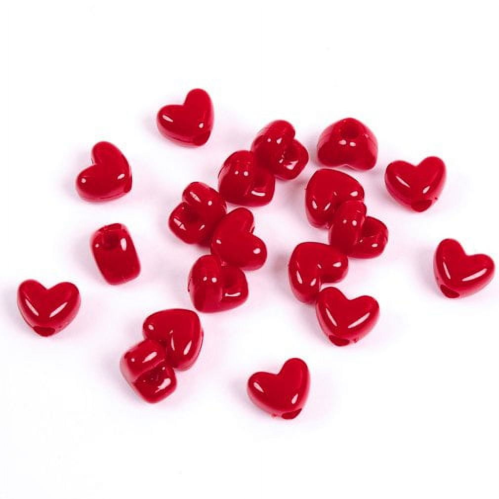 Opaque White Heart Shaped Pony Beads Vertical Hole