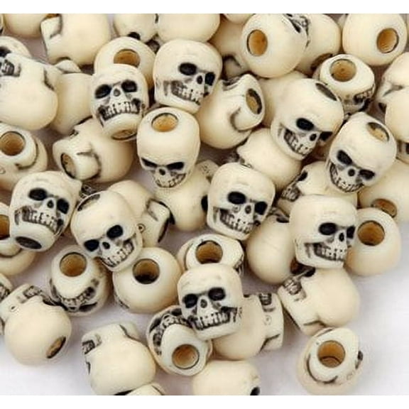 Jolly Store Crafts Skull Beads Antiqued Ivory color made in the USA