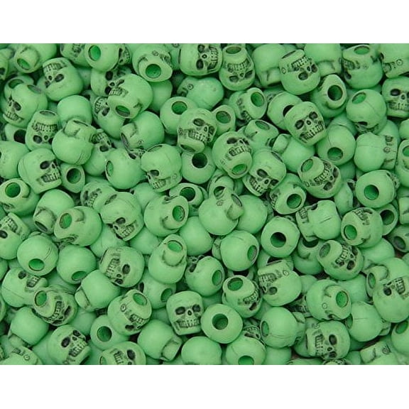 Jolly Store Crafts Skull Beads Lime Green made in USA
