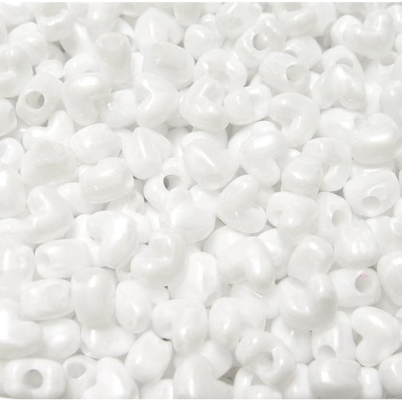 Jolly Store Crafts White Pearl Heart Shaped Pony Beads, Made in USA