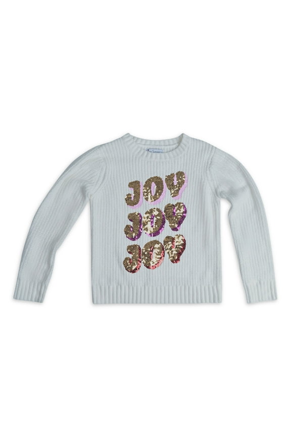 Girls Christmas Long Sleeve Crew Neck Pullover Sweater, Sizes 4-16