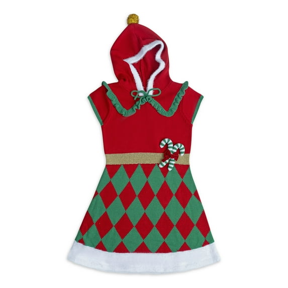 Jolly Sweaters Girls Christmas Novelty Sweater Dress, Sizes 4-16
