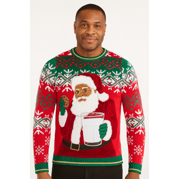 Jollidays Men's Christmas Sweater with Drink Pocket, Sizes S-3XL