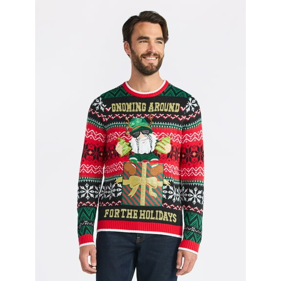 Jollidays Men's Christmas Sweater with Drink Pocket, Sizes S-3XL