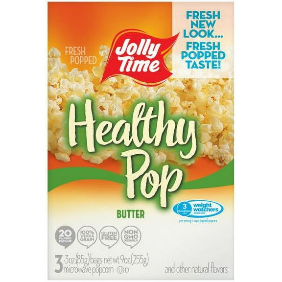 Jolly Time, Healthy Pop, Microwave Pop Corn Bags, Butter (Pack of 12)