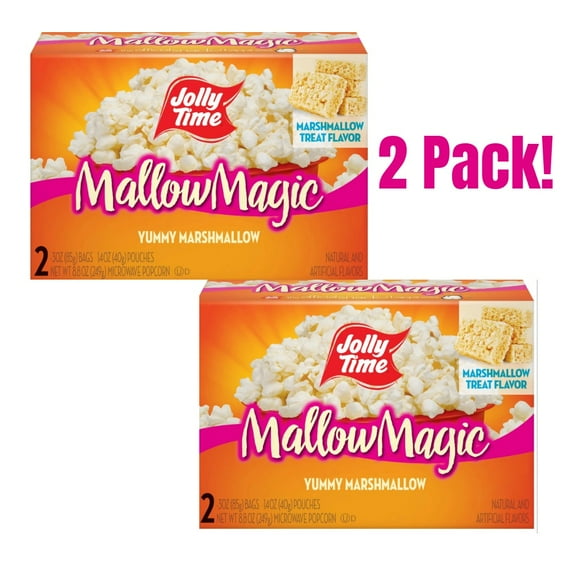 Jolly Time Mallow Magic Marshmallow Flavor Microwave Popcorn, 2-Count Boxes (Pack of 2)
