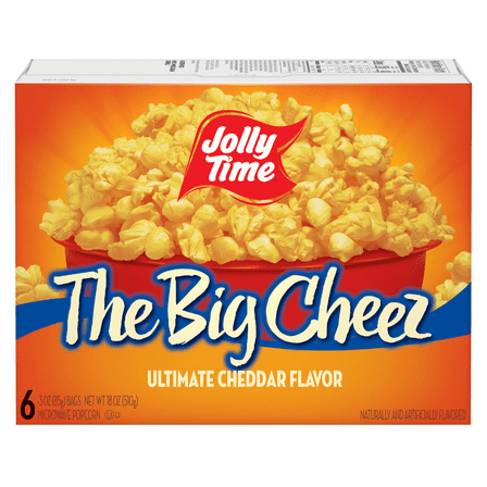 Jolly Time The Big Cheez Ultimate Cheddar Microwave Popcorn, 3 oz, 6 Ct. Gluten-Free, Non-GMO