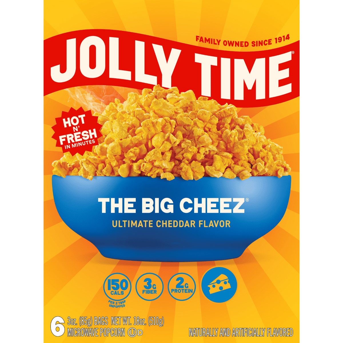 Jolly Time, Microwave Popcorn, 3 oz, Cheddar Flavor, 6 Ct