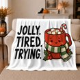 thumbnail image 1 of Jolly Tired Trying Red Mug with Scarf, Whimsical Cartoon Style for Cocoa Lovers, White Cozy Holiday Scene and Christmas Gift, Cozy Flannel Blanket for Living Room and Guest Room, Home Decor, 1 of 9