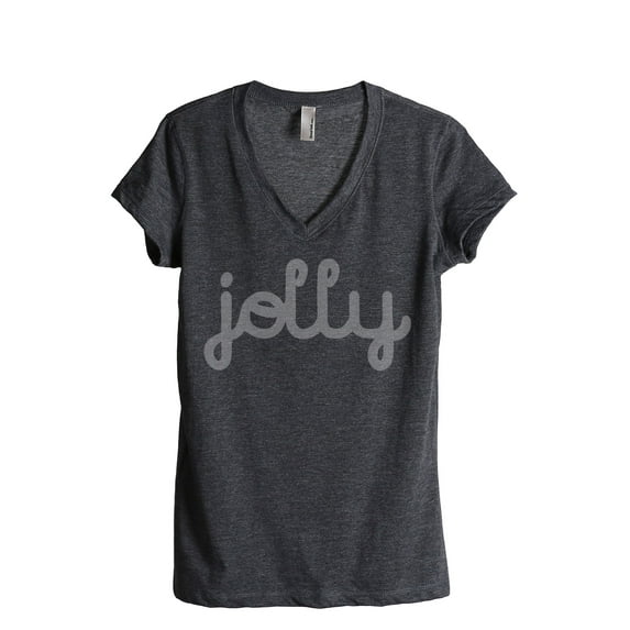 Jolly Women's Fashion Relaxed V-Neck T-Shirt Tee Charcoal Grey 2X-Large
