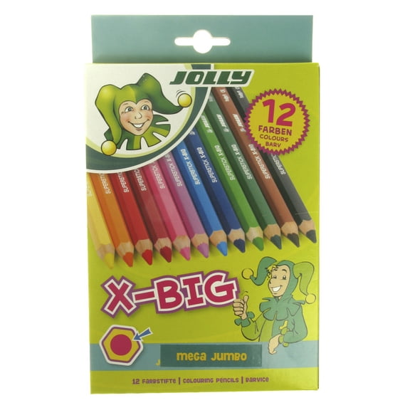 Jolly X-Big Jumbo Colored Pencils, Assorted Colors, Set of 12