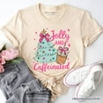 thumbnail image 1 of Jolly and Caffeinated Christmas Tree T-Shirt, Retro Coquette Coffee Holiday Tee, 1 of 8