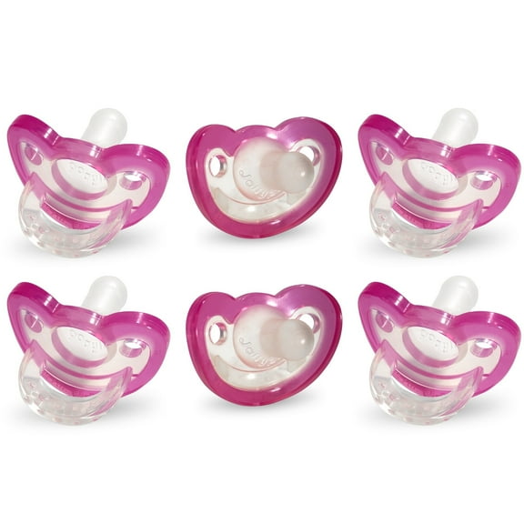 RaZbaby Jollypop Pacifier for Babies 3 Months and Up, USA Made, Natural Shaped Orthodontic Binky, Lovingly Shared in NICUs & Hospitals Worldwide, Medical-Grade 100% BPA-Free - 6 Pack - Pink