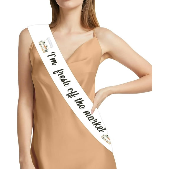 Jollyboom I'm Fresh Off the Market Sash Farmers Market Bridal Shower Decorations Sash for Women Girls Locally Grown Market Stand Vegetable Fruits Theme Bachelorette Wedding Engagement Party Supplies
