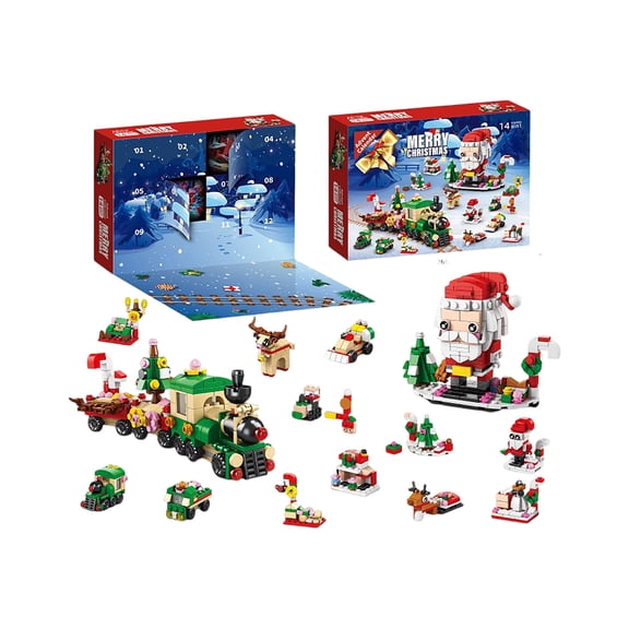 Jollyzo 2026 Christmas Advent Calendar Building Blocks Set - 12 Days Christmas Countdown Calendar Contains 12Pcs Building Blocks Toys Surprise Box, Christmas Party Favors Block Xmas Gifts for Kids