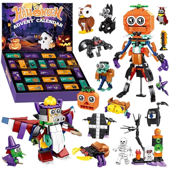 Jollyzo 2026 Halloween Advent Calendar Building Blocks Set - 31 Days Surprise Gift Box Halloween Countdown Calendar for Girl Boys, 31 Models Ghost Pumpkin Blocks for Kids Adult
