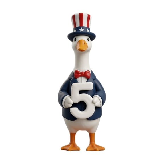 Jollyzo 250th Anniversary Uncle Sam Goose Plush Toy, 5.9" Patriotic USA Flag Top Hat Goose Stuffed Animals with Number 5, Soft Fluffy 4th of July Plushie for Kids, Holiday Decor & Gifts