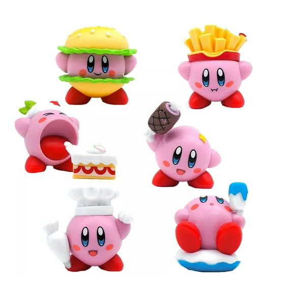 Jollyzo 6Pcs Kirby's Gourmet Fest Mini Figure Set, Kirby Cake Toppers PVC Model Toys Fan Collectible Decorations, Anime Character Action Figure Toys for Children Lovers and Fans Gifts