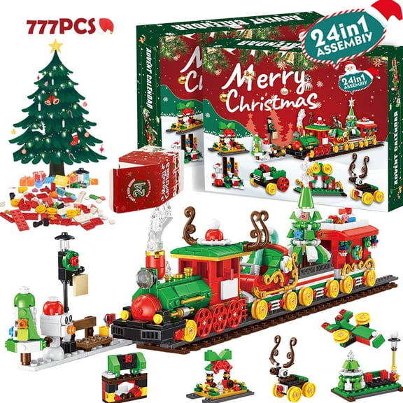 Jollyzo 777 Pack Advent Calendar 2026, Building Block Kit-Train Set, 24-Day Countdown Toy Building Set Party Favors, Construction Toy Christmas Gift for Adults