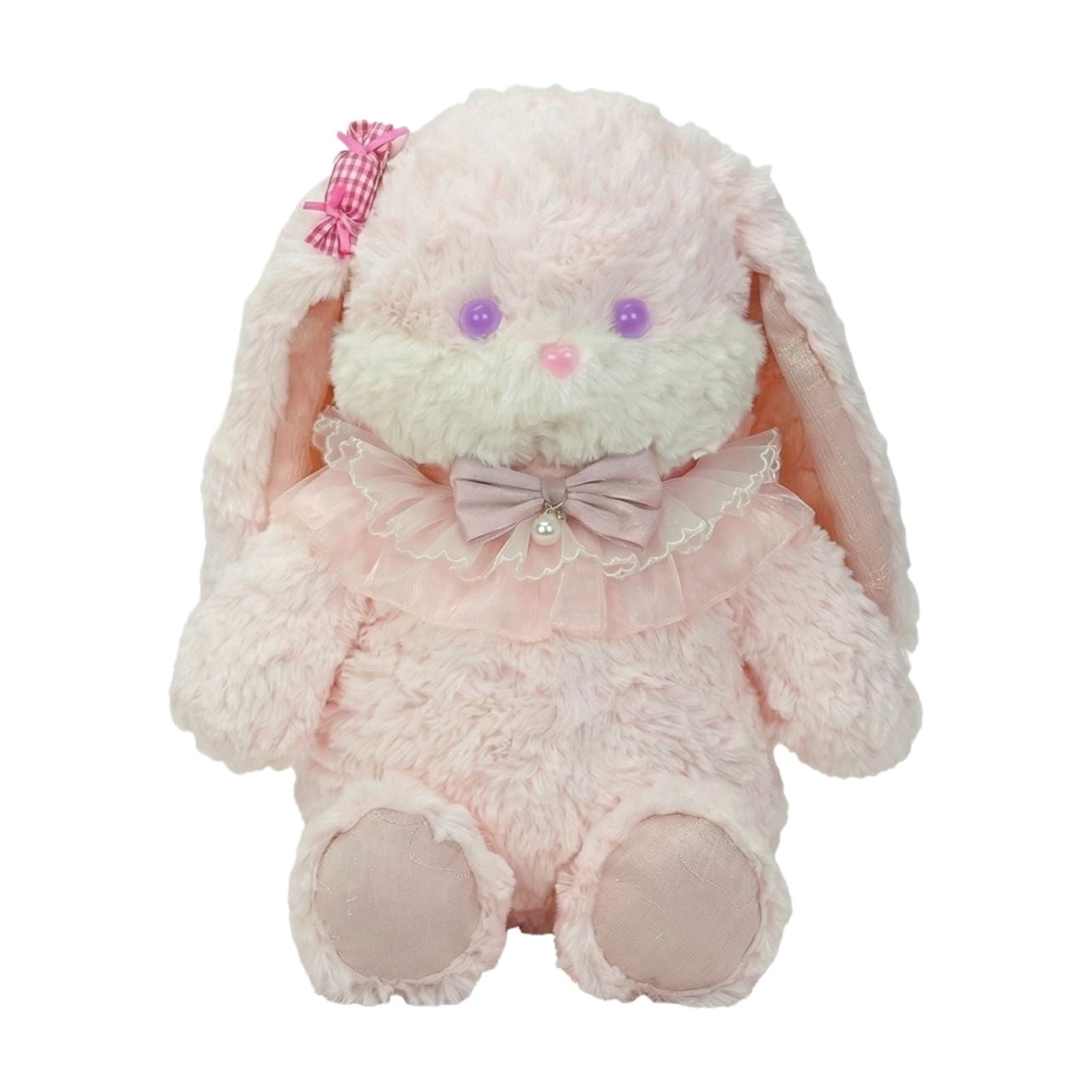 Jollyzo Adorable Bunny Plush Toys with Lace Collar – Soft Rabbit Stuffed Animals with Floppy Ears, Ideal for Easter Gifts, Nursery Decor, and Kids' Snuggles