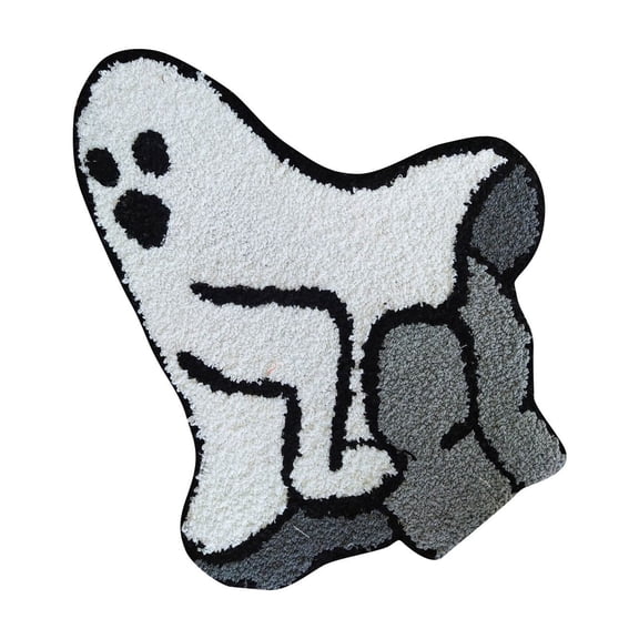 Jollyzo Halloween Ghost Shape Bath Mat Rugs for Bathroom Floor, Tub and Shower Bath Decor, 24" x 16" Non-Slip Bathmats Extra Soft and Absorbent Bath Rugs Bathroom Mats
