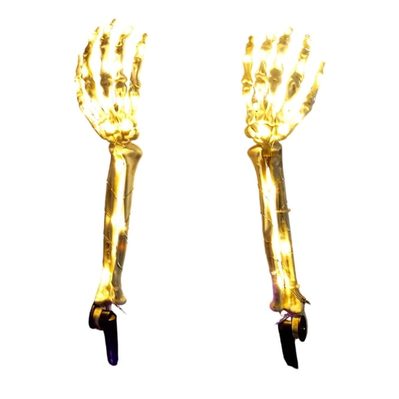 Jollyzo Halloween Skeleton Hand Decorations, 17.7" Lighted Waterproof Skeleton Arm Stake, Battery Operated Scary Realistic Hands Bone for Halloween Outdoor Indoor Ornament