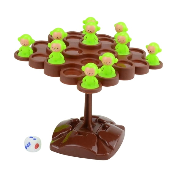 Jollyzo Monkey Balance Game Toys with 28 Monkeys and 1 Dice, Focus and Balance Training, Interactive Stacking Toy, Parent-Child Interactive Balancing Board Games, Balance Building Toy for Kids Adults