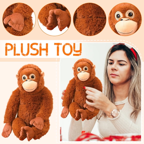 Jollyzo Punch Monkey Plush Toys, 11.8" Realistic Orangutan Stuffed Animal, Cuddly Monkey Plushies, Punch Monkey Stuffed Dolls, Viral Punch Monkey Figure for Fans & Kids
