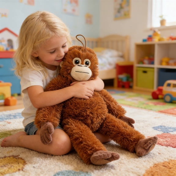 Jollyzo Punch Monkey Plush Toys, 15.7" Realistic Orangutan Stuffed Animal, Cuddly Monkey Plushies, Punch Monkey Stuffed Dolls, Viral Punch Monkey Figure for Fans & Kids