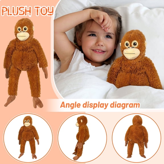 Jollyzo Punch Monkey Plush Toys, 26" Realistic Orangutan Stuffed Animal, Cuddly Monkey Plushies, Punch Monkey Stuffed Dolls, Viral Punch Monkey Figure for Fans & Kids