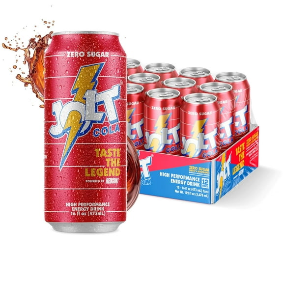 Jolt Cola, High Caffeine Soda, 16oz Cans, 12-Pack