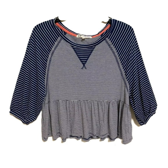Jolt Juniors Pullover Knit Top Multi Navy Blue White Stripes- Junior SZ-XXL