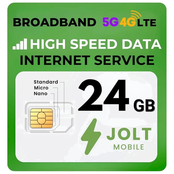 Jolt Mobile 24GB Data SIM Card Kit 5G 4G LTE for IoT Devices