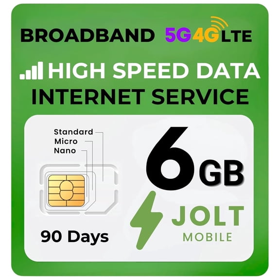 Jolt Mobile 6GB Data SIM Card 5G 4G LTE for IoT Devices