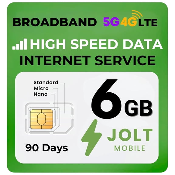 Jolt Mobile 6GB Data SIM Card 5G 4G LTE for IoT Devices