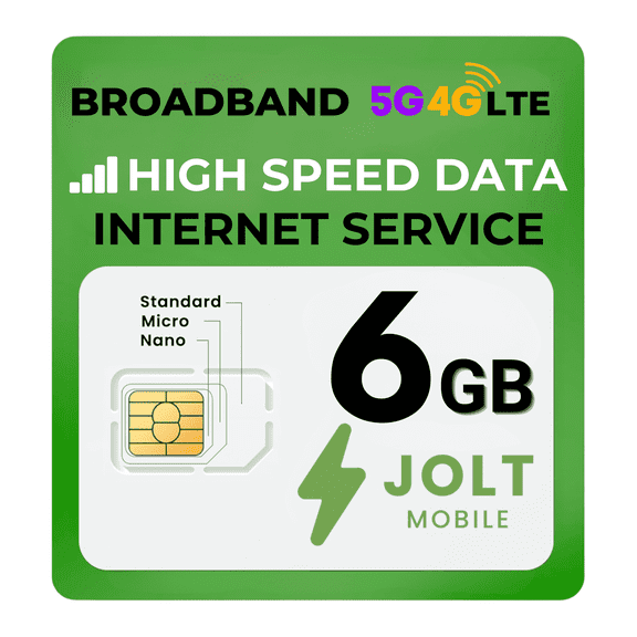 Jolt Mobile 6GB Data SIM Card 5G 4G LTE for IoT Devices