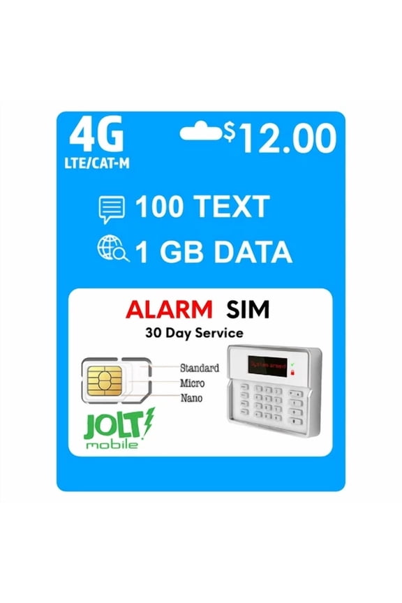 Jolt Mobile At&T Sim Card For Security Alarm System 5G 4G Lte Gsm Home Business